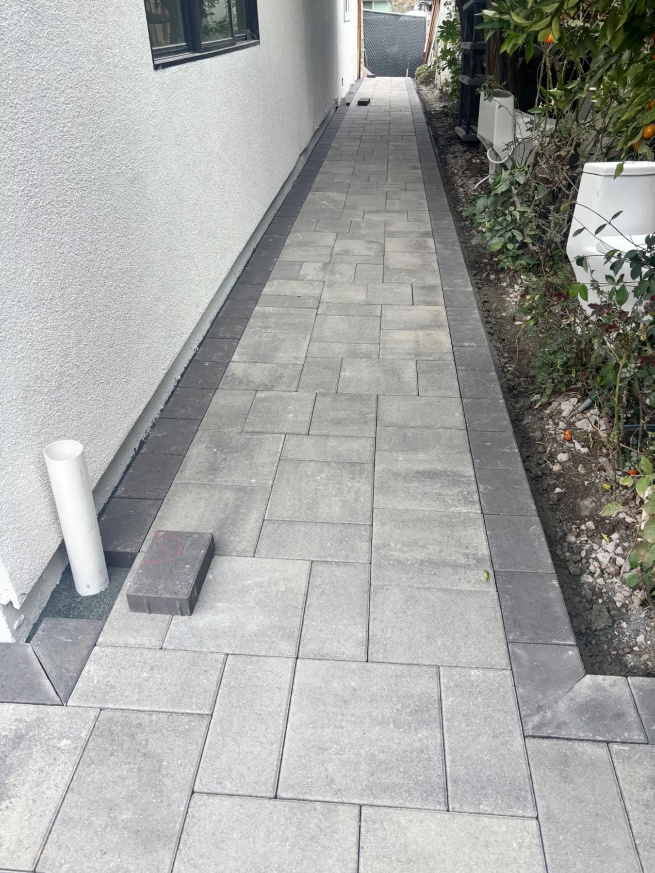 Modern paver walkway installation completed by Garescape in Sunnyvale, California